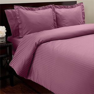 SOHO Duvet Cover 1000tc Sateen Stripe Plum (Full/Queen) 
