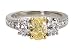 Platinum and 18k Yellow Gold Fancy Intense Yellow Oval Cut Diamond Ring (GIA Certified 1.31 ct center, 2.67 cttw), Size 6