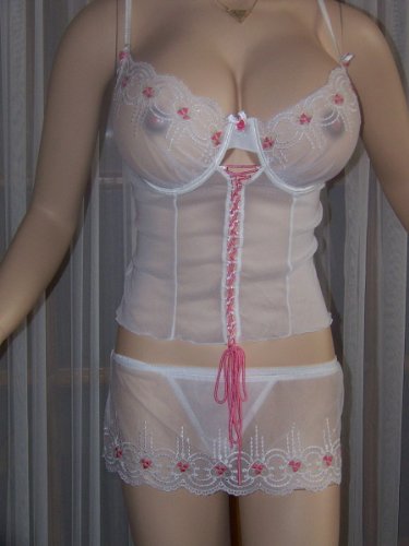 Dreamgirl Ivory/pink 3 Pc Sexy Set Size Large