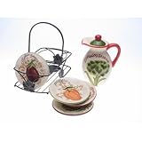 Cerftified International Primavera 6-Piece Olive Oil Set with Metal Rack