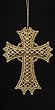 Seasons of Elegance Gold Glitter with Pearl Accents Cross Christmas Ornament 5"