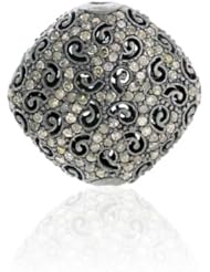 Vintage Style Diamond Pave Bead Spacer Finding .925 Sterling Silver Jewelry