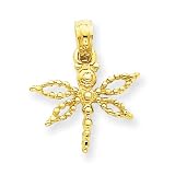 14k Solid Polished Dragonfly Pendant