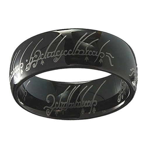 Solid Tungsten Carbide Black LOTR 8mm Fashion Ring Wedding Band Collectors Ring Size 7