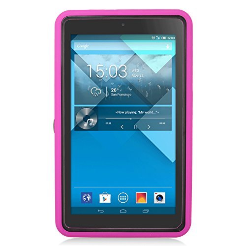 Eagle Cell Alcatel OneTouch Pop 7 Tablet Hybrid Armor Protective Case with Stand - Retail Packaging - Black/Hot Pink