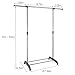 ProAid Adjustable Single Rail Garment Rack, Portable Clothes Hanging Rolling Clothes Rack with Brake Wheels