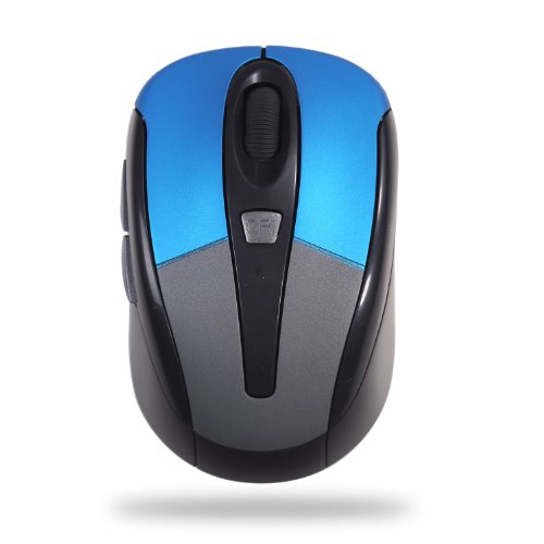 Kinobo - USB 2.0 Wireless Mouse - Blue / Silver - Nano Receiver 2.4ghz for Laptops / Desktops PC