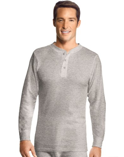 Hanes Thermal Henley Style # WM03GY WM03GY M Grey Heather