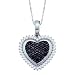 10K White Gold 1/3 ct. Black and White Diamond Heart Pendant with Chain