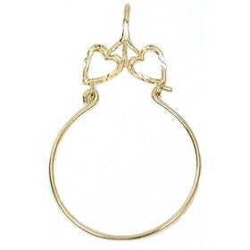Double Heart Charm Holder 14k Gold 32mm: Jewelry