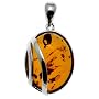 Certified Genuine Honey Amber and Sterling Silver Prong Pendant