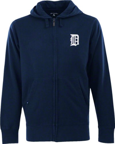 Detroit Tigers Navy Signature Full-Zip Fleece Hooded Sweatshirt