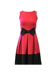 Cocktail Polyester Sleeveless Pleated  Flared-Skirt Skater Dress/Party Dress  With a Bow(s)