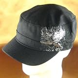 PINSTRIPE CADET MILITARY EMBROIDERED FITTED HAT CAP BLACK MEDIUM LARGE
