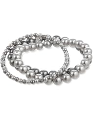 Colored 4mm and 8mm Simulated Pearl Stretch Bracelet Set