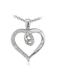 925 Sterling Silver Diamond Heart Necklace (I2-I3, 0.33 carat)