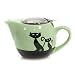 HuesNBrews Cattitude Infuser 17-Ounce Green Teapot, 1 Pack