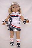 Go Team USA Tennis Sports US Open Complete Uniform Outfit Blue Red Set with Top, Skirt, Shoes Sneakers, Socks and Bag & More Doll Clothes Outfit Fits American Girl 18