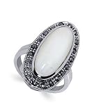 Sterling Silver Marcasite Band Mother of Pearl Ring