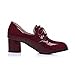Latasa Womens Elegant Mid-Heel Chunkt Patent Leather Lace-up Oxford Shoes