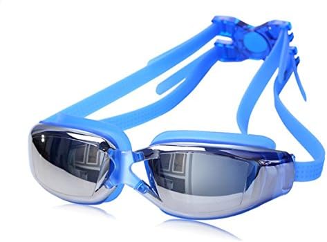 Ambestker Swimming Goggles Electroplating Waterproof Anti-fog uv Matt Glasses (Blue)