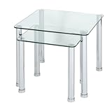 LEVV FUSIDCCH Clear glass and chrome side tables.