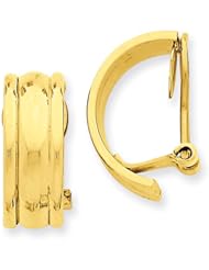 14k Yellow Gold Fancy Omega back Non-pierced Earrings. Metal Wt- 6.11g