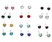 Stainless Steel 12 Pair Various Colored Stud Earring Set