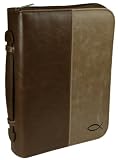 Brown/Tan w/Fish - Two-Tone LuxLeath. Bible Cover