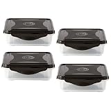 Plastic Food Storage Container with Black Snap Lid 20 oz (Set of 4)