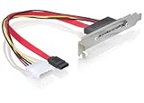 Slotblech - SATA + 1xSATA-HDD Power / mit 1x SATA 7-pin / 1x SATA Power 15-pin extern von 1x SATA 7-pin / 1x IDE Power 4-pin intern + Kabel
