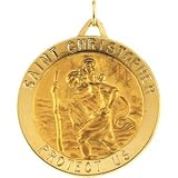 Saint Christopher 14kt Gold Round Medal - B0002CWSLU