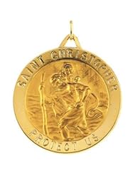 14K Yellow Gold 33.00 mm St. Christopher Medal