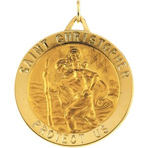 Saint Christopher Gold Round Medal 14kt 