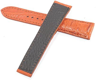 100% Genuine Exotic Leather Strap Band Deployment for 22mm Omega Seamaster Orange #08