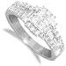 Jewelco London 18 carat solid white gold 0.86 carat baguette and princess cut Fine Diamond claw-set cluster Ring