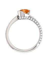 Platinum 7.00x5.00mm Oval Cut Madeira Citrine and Diamond Ring -- LIFETIME WARRANTY