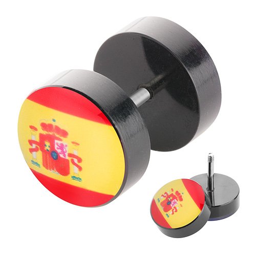 Taffstyle® Fanartikel Fake Plug Ohr Piercing Picture Motiv Fan Fussball Weltmeisterschaft 2014 WM & EM Länder Style – Spanien / 10mm