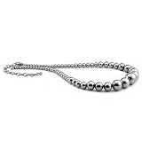 Ladies Stainless Steel Graduated Ball Necklace 16 Inches+ 4 Inch Extension
