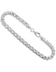 Sterling Silver Italian BOX Chain Necklaces & Bracelets heavy weight Mirror Diamond Cut Finish 4.6mm Nickel Free, sizes 7 - 30 inch