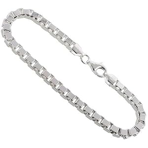 Sterling Silver 4.6 mm Very Heavy Italian Box Chain Necklace, NICKEL FREE (Available in Different Lengths)