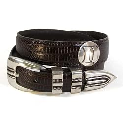 Kids Italian Teju Lizard Brown Leather Belt - Collegiate Series