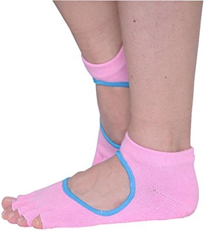 Esl Womens Anti-Slip Sports Yoga Pilates Half Toe Ankle Grip Pink
