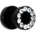 4 Gauge Black Anodized Titanium Clear Gem Screw Fit Tunnel