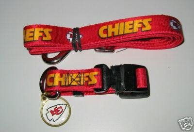 Kansas City Chiefs Dog Pet Set Leash Collar ID Tag XS