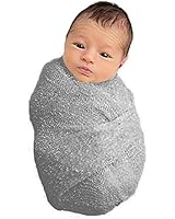 Jubileens Newborn Baby Photography Prop Mohair Crochet Knit Wrap Blanket with Flower Headdress