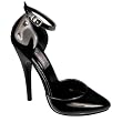 6 Inch Sexy High Heel Shoe D'Orsay Pump With Ankle Strap Black Patent