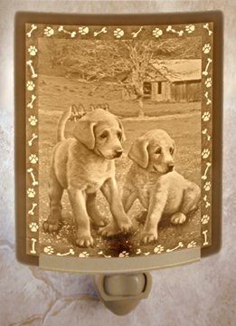 Puppies - Curved Lithophane Porcelain Night Light