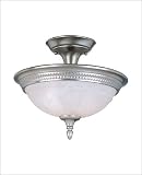 Semi-Flush - Pewter Finish : White Marble Glass