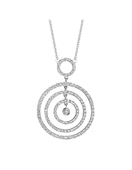14k White Gold 1.12 Ctw Layered Cirle Diamond Necklace
